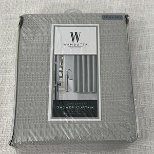 Wamsutta Light Gray Cotton Textured Shower Curtain